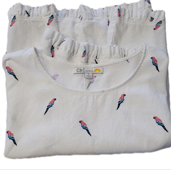 C&California Parrot Blouse Linen Blend Size Small - Picture 4 of 4
